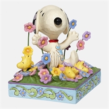 Peanuts - Snoopy in a bed of Flowers H: 12 cm. 